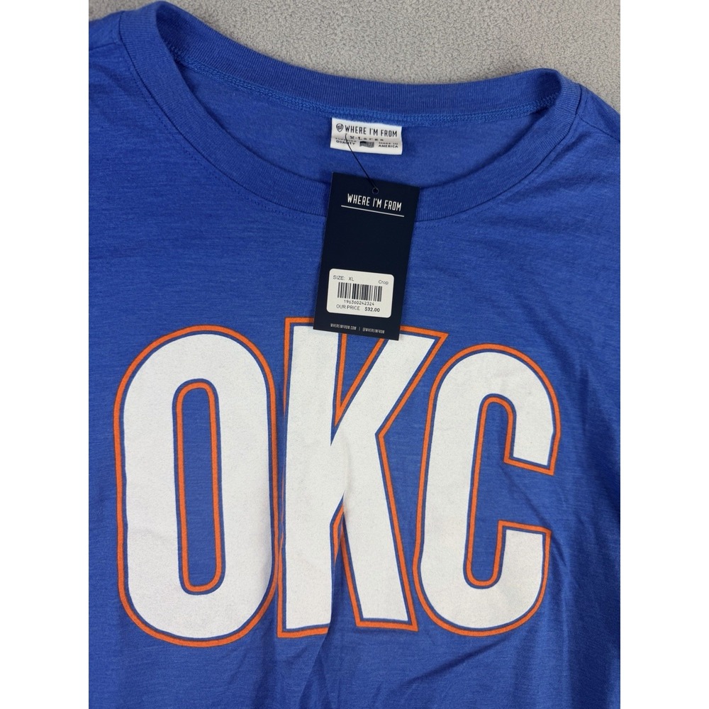 Oklahoma City Women's XL T-Shirt Cropped‎ Top OKC Blue Fast Shipping! NWT